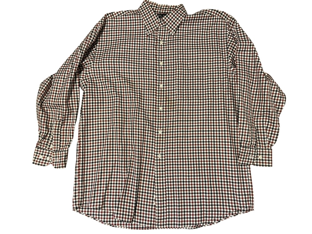 Jos A Bank Shirt Mens Large Red Black White Plaid Button Down Long Sleeve Cotton